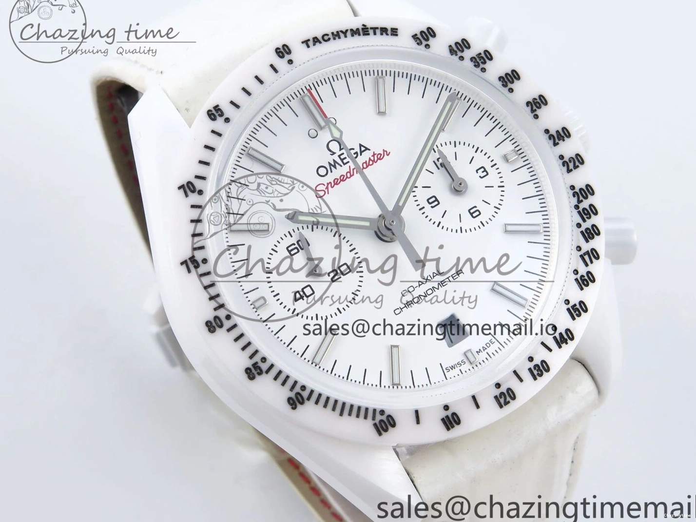 0522 Speedmaster White Side Of The Moon N1F 1:1 Best Edition White Dial White Ceramic on White Leather Strap A GoAnywhere 7694